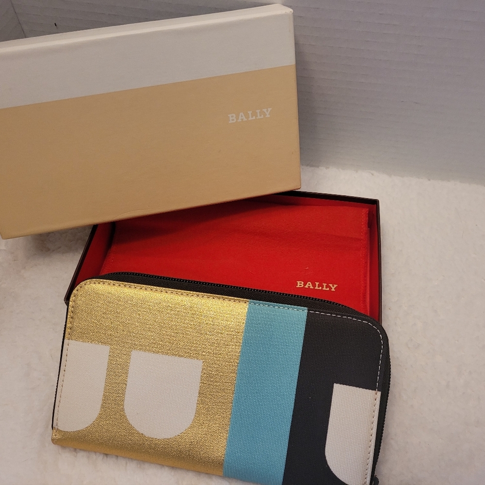 Bally Multicolor Zip Around Wallet